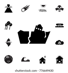 Earthquake with house icon. Set of natural disasters icon. Signs and symbols collection, simple icons for websites, web design, mobile app, info graphics on white background