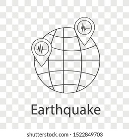 Earthquake icon concept on transparency background. Creative design . Line vector illustration use for your project.