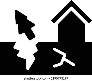 Earthquake Icon With Glyph Style, Global Warming Sign And Symbol Isolated On White Background