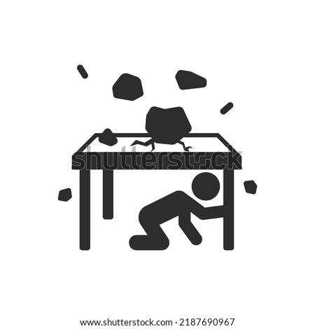 Earthquake icon. Hide under the table. safety precaution. Vector illustration