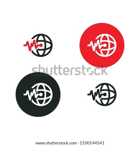 Earthquake icon isolated on white background. Earthquake illustration indicated with heartbeat on earth icon. Foto stock © 