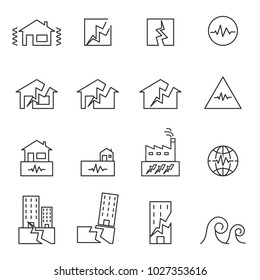 Earthquake Icon . Line Symbol Vector Illustration