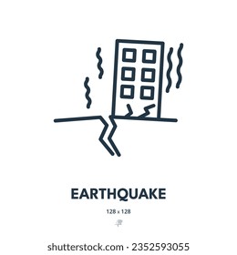 Earthquake Icon. Magnitude, Seismology, Aftershocks. Editable Stroke. Simple Vector Icon