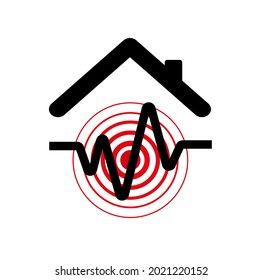 icono del terremoto en fondo blanco