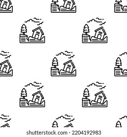earthquake icon pattern. Seamless earthquake pattern on white background.