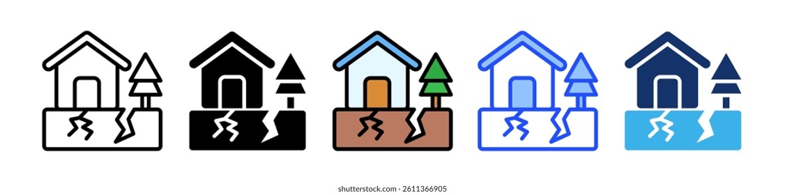 Earthquake Icon Set With Multiple Style Collection