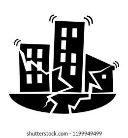 earthquake icon vector, with black and white