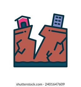 Erdbebensymbol. Mit Vektorgrafik gefülltes Farbsymbol für Ihre Website, Ihr Handy, Ihre Präsentation und Ihr Logo-Design.