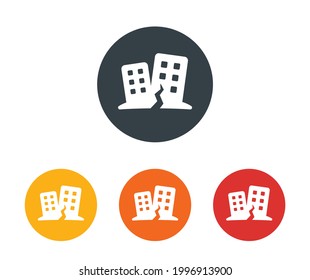 Earthquake Icon Vector Illustration. Building Collapse Symbol Sign.