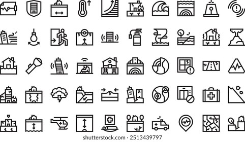 Iconos del terremoto Colección de iconos vectoriales de alta calidad con trazo editable. Ideal para Profesional y Proyectos Creativos.