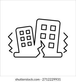 ícones de terremoto. ilustração de vetor de linha simples