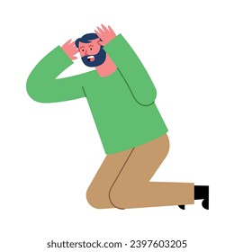 earthquake illustration of a man hidden vector isolated