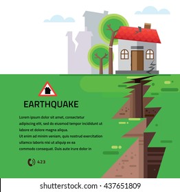 Earthquake Insurance Colourful Vector Illustration flat style