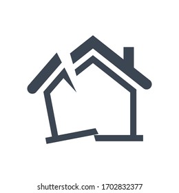 Earthquake insurance icon, vector graphics.