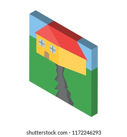 Earthquake isometric left top view 3D icon
