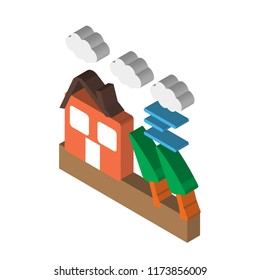 Earthquake isometric left top view 3D icon