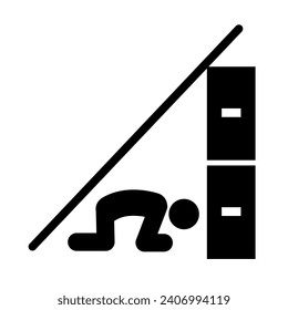 earthquake life triangle in office icon illustration