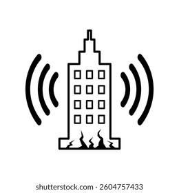 Earthquake line icon. Natural disaster symbol. Flat Vector illustration design.