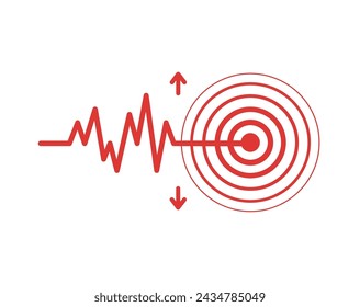 sismo ubicación epicentro ilustración aislada