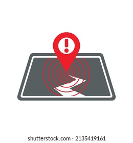 Earthquake location icon isolated on white background