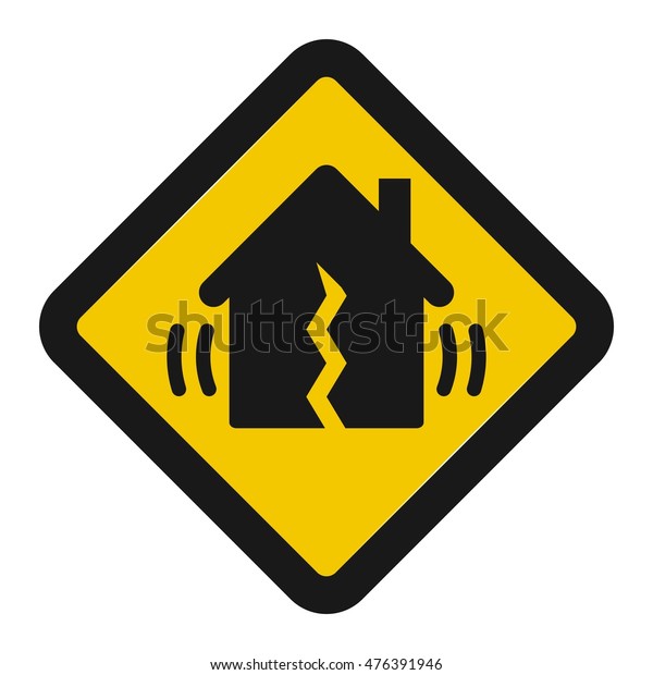 Earthquake Metaphor Vector Icon Yellow Warning Stock Vector (Royalty ...