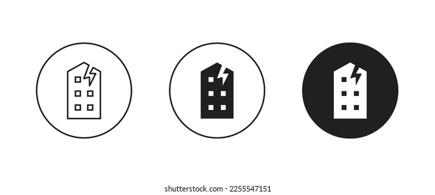 Earthquake, natural disaster, Home thunderstorm, Destroyed,broken  house, disaster, crisis, destruction  icon symbol logo illustration,editable stroke, flat design style isolated on white