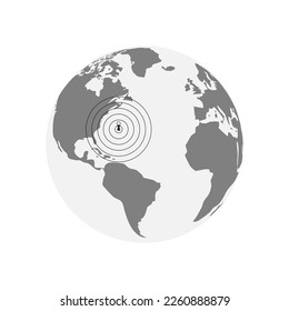 Earthquake on world map background. 