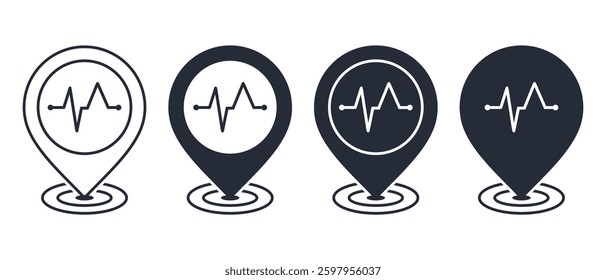 Earthquake pin location icon. Illustration vector