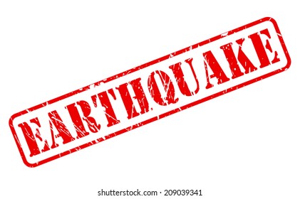 Earthquake red stamp text on white