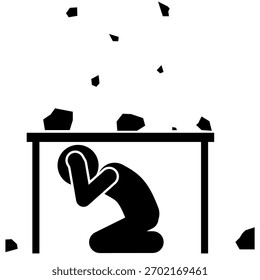 Guía De Seguridad De Terremotos Ocultar Debajo De La Mesa.