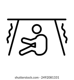 Earthquake safety place icon linear logo mark in black and white