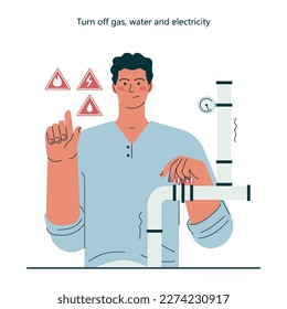 Earthquake safety rules. Countermeasures and instruction in case of emergency. Educational banner with action and precaution advice. Flat vector illustration