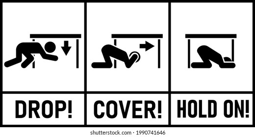 Earthquake safety tips silhouette poster. Clipart image
