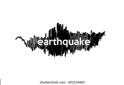 Earthquake seism seismology detection concept logo a creative vector icon design template in modern black white