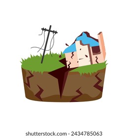 earthquake seismic house isolated illustration