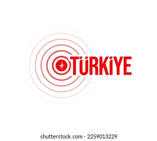 Earthquake seismic and Turkey text. Floor protectors, stock vector sticker design.