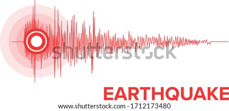 Earthquake seismic wave vector graphic illustration with copy space 