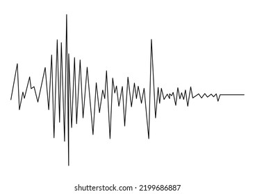 Earthquake seismogram or music volume wave line. Seismograph vibration or magnitude recording chart. Polygraph lie test detector diagram record. Vector illustration.