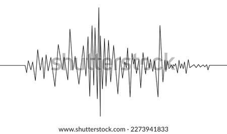 Earthquake seismogram or sound volume wave. Seismograph vibration or magnitude recording chart. Polygraph lie test detector diagram record. Vector illustration. Foto stock © 
