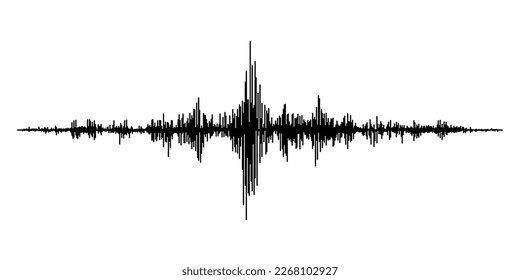 Earthquake seismograph wave, isolated vector seismic activity waveform with low and high richter scale vibration. Audio wave diagram, record stereo, frequency tremor or music equalizer curve line