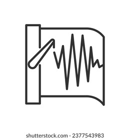 Sensor de terremoto, icono lineal. Línea con trazo editable