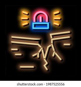 earthquake signal neon light sign vector. Glowing bright icon earthquake signal sign. transparent symbol illustration