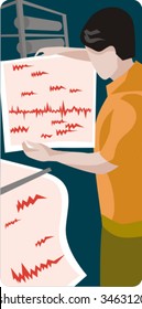 Earthquake specialist vector illustration. Check my portfolio for more of my geology and ecology series as well as thousands of other great vector items.