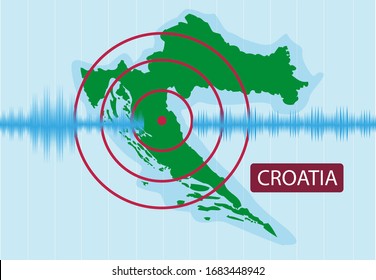 Earthquake strikes Croatia concept. Editorial Clip Art. 