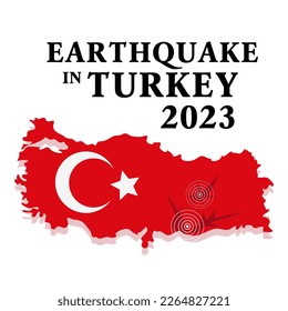 Earthquake in Turkey. Strong earthquakes in eastern Turkey on February 6, 2023. A map of Turkey with two earthquake marks. Fault, cracks