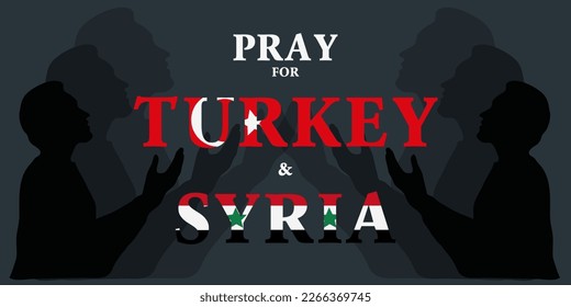 Earthquake in Turkey and Syria. Pray for Turkey and Syria. The central fault line. Help Turkey and Syria. A banner with the names of countries in the coloring of their flags on a dark background.