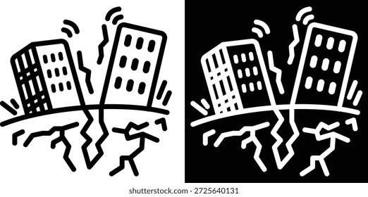 Versión de dos tonos del terremoto en el fondo blanco y negro