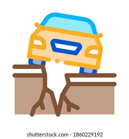 earthquake under car icon vector. earthquake under car sign. color symbol illustration