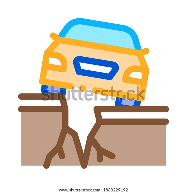 earthquake under car icon vector. earthquake\
under car sign. color symbol\
illustration