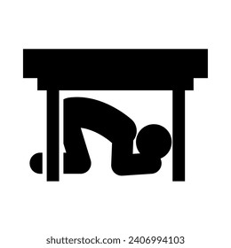 earthquake under desk icon illustration